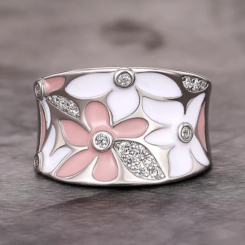 Bague vintage en zircone fleur