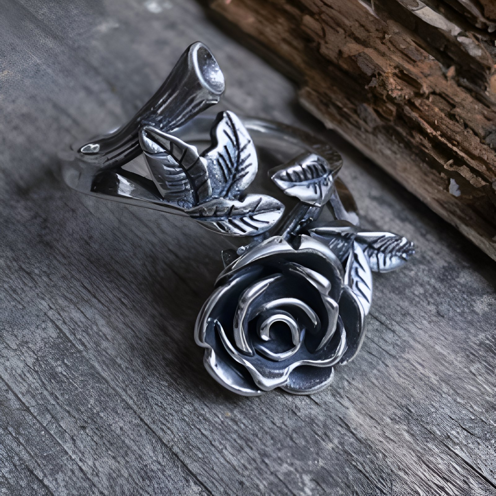 Bague Rose Vintage en Argent