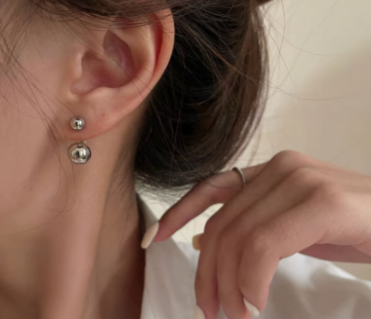 Boucles d'oreilles vintage sphères dorées