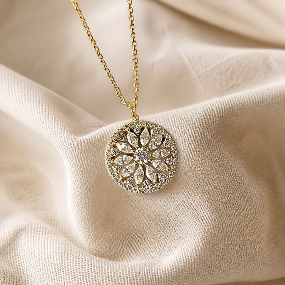 Collier Luxueux Tournesol Zirconium