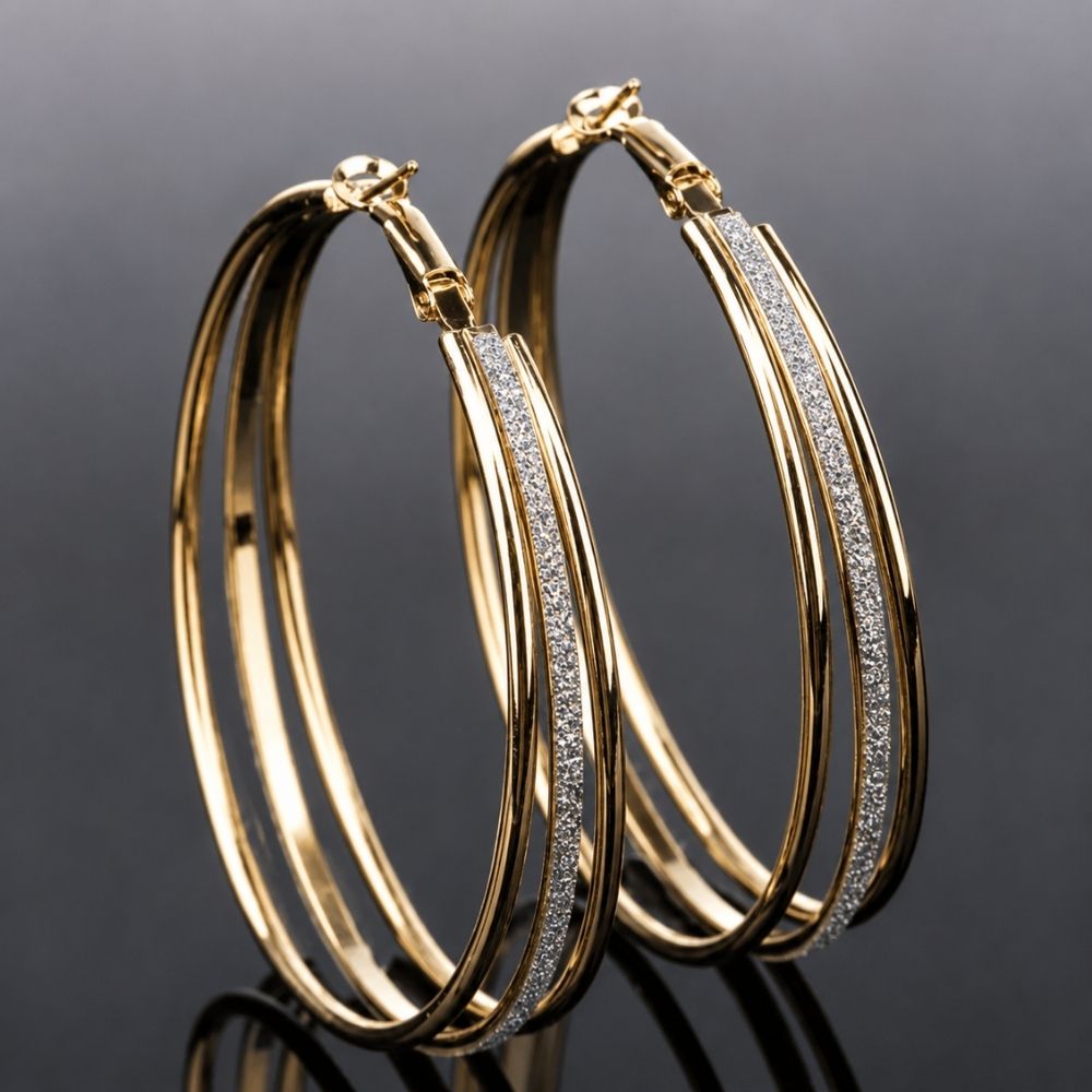 Boucles d'oreilles créoles rétro dorées
