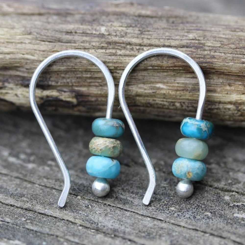 Boucles d'oreilles perlées turquoise