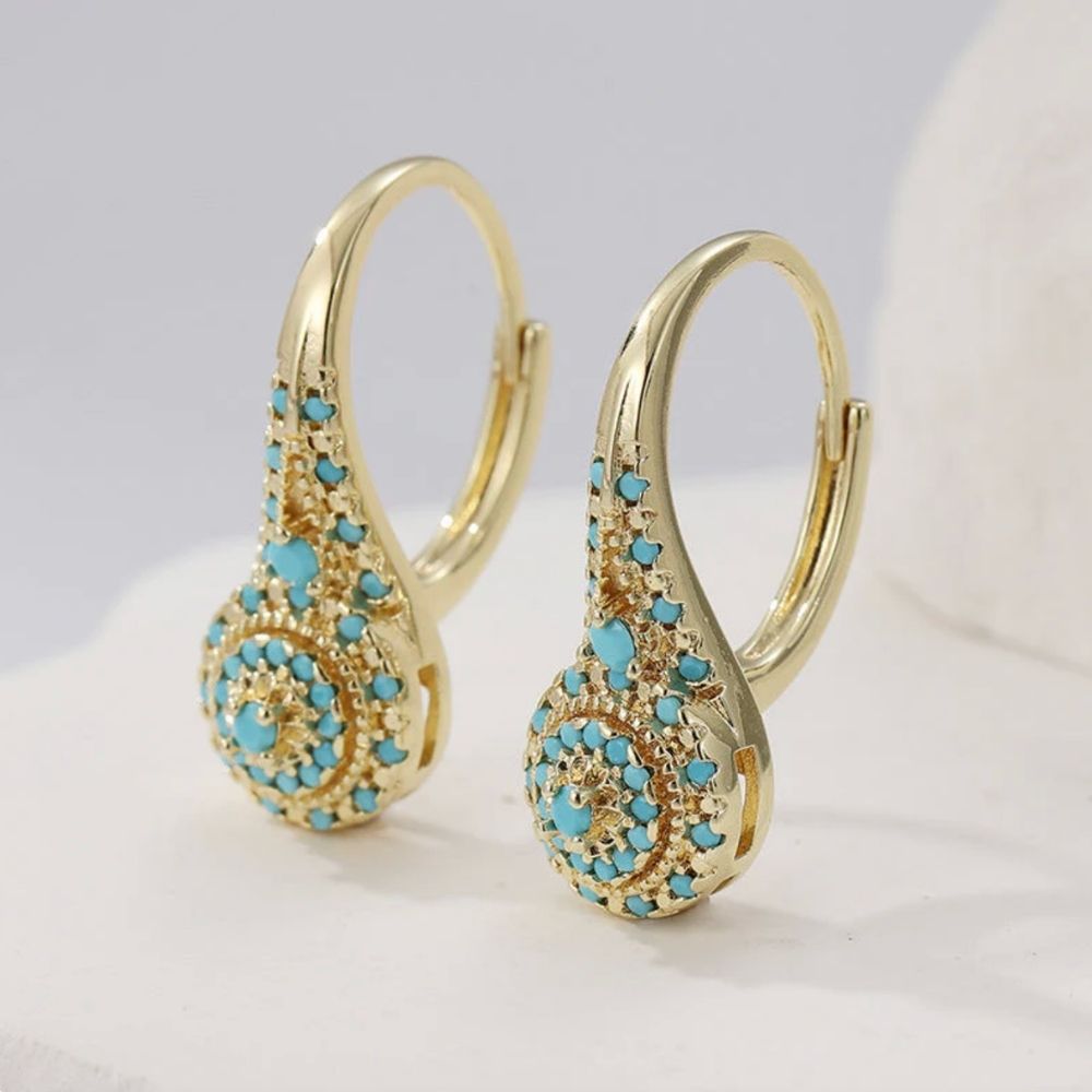Boucles d'oreilles Valenne turquoise et or