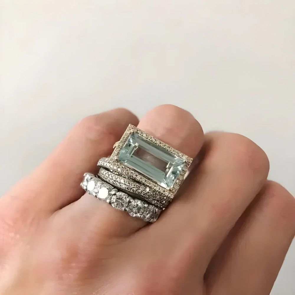 Parure bague et pendentif vintage en argent, verre et turquoise