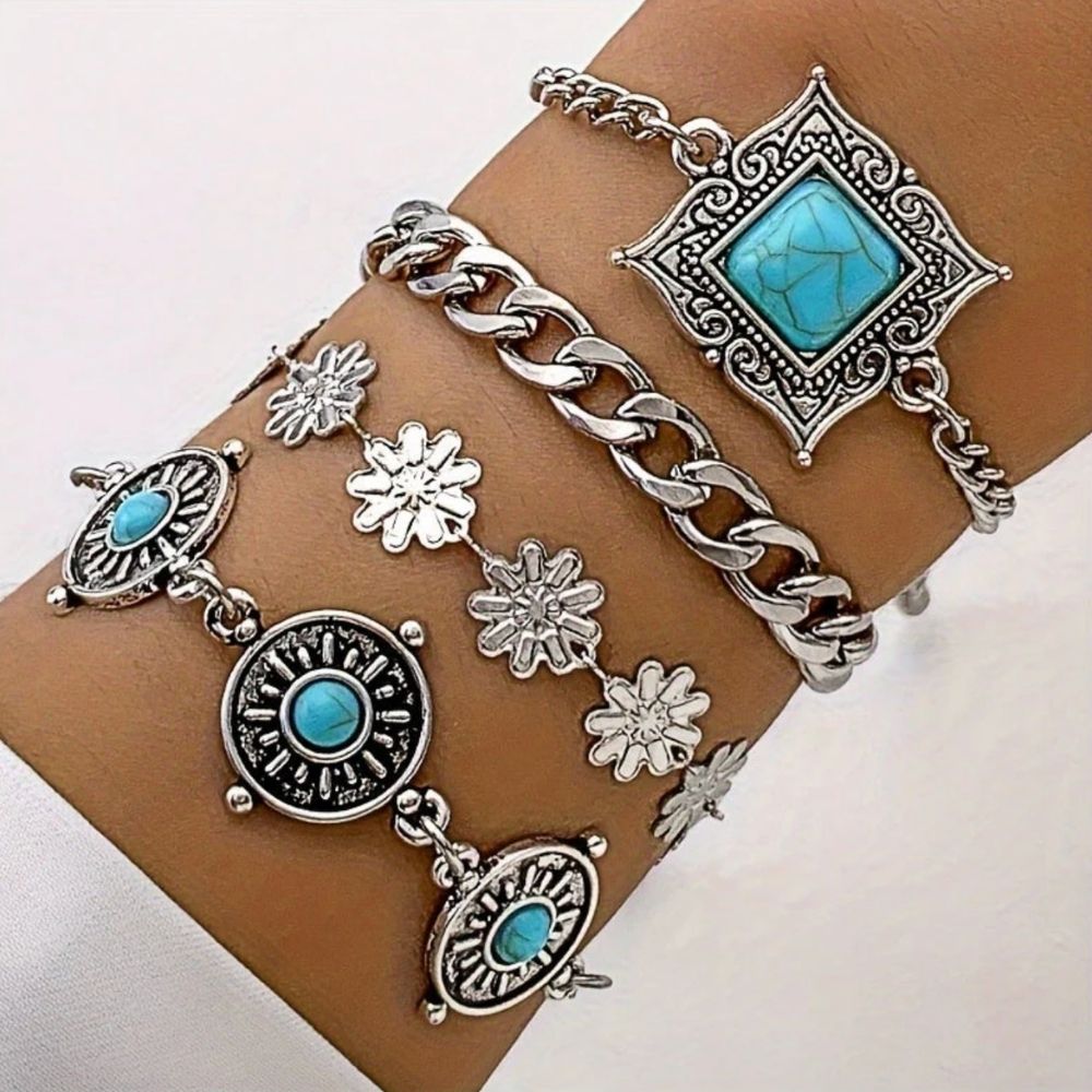 Set de bracelets dorés superposés Sky Stone