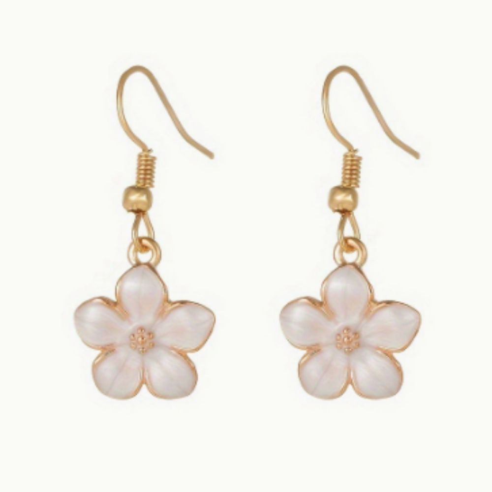 Boucles d'oreilles pendantes Fleur perle