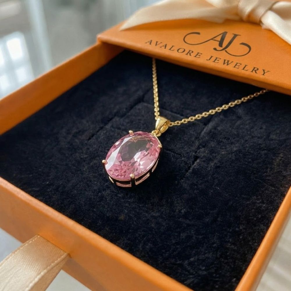 Collier ovale impérial saphir rose