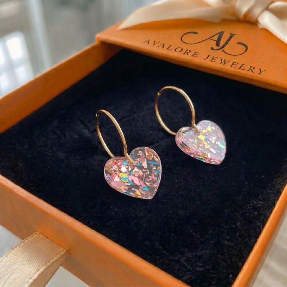 Boucles d'oreilles pendantes en forme de cœur