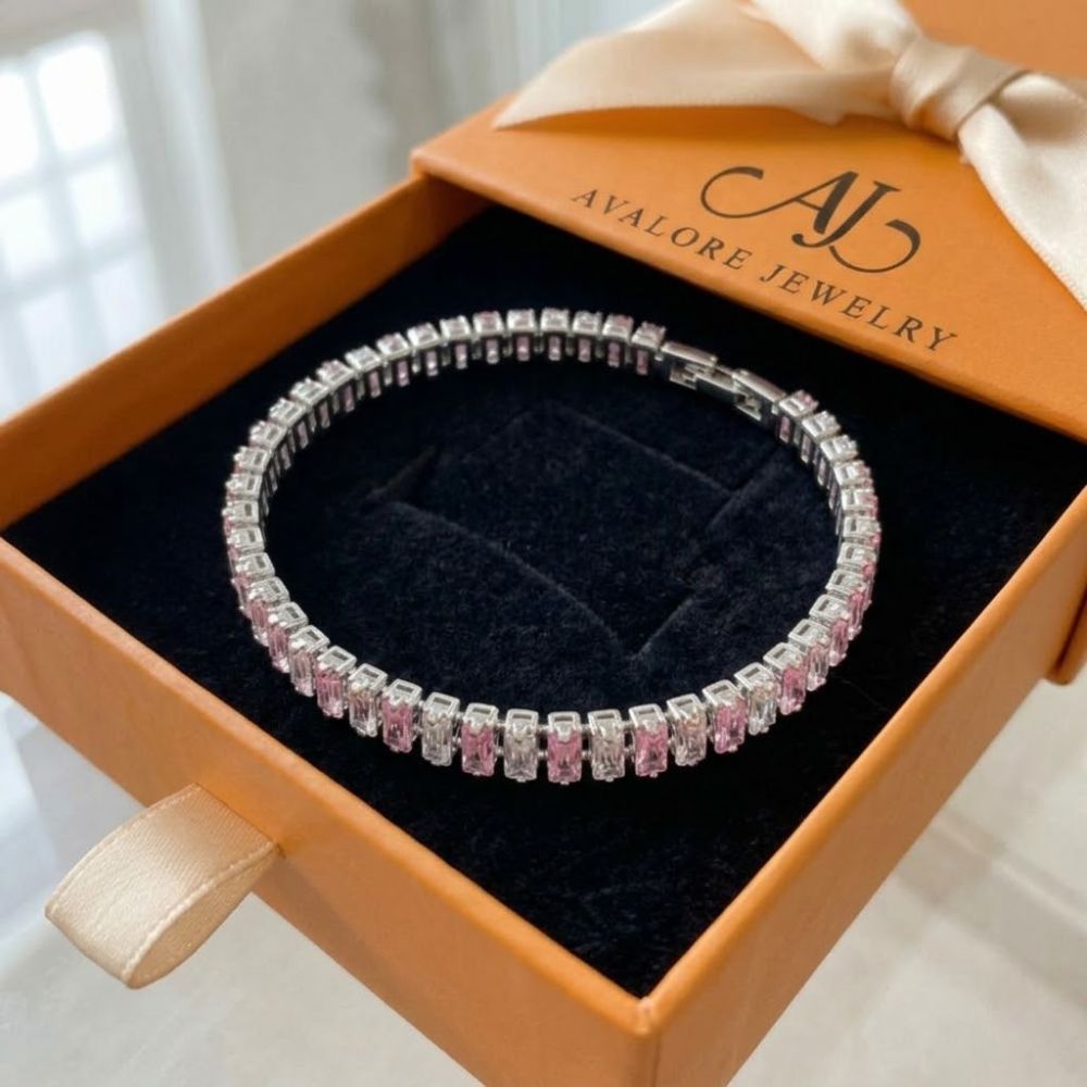 Bracelet de tennis à rayures roses