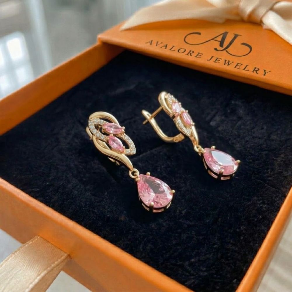 Boucles d'oreilles pendantes Pink Sapphire Glimmer