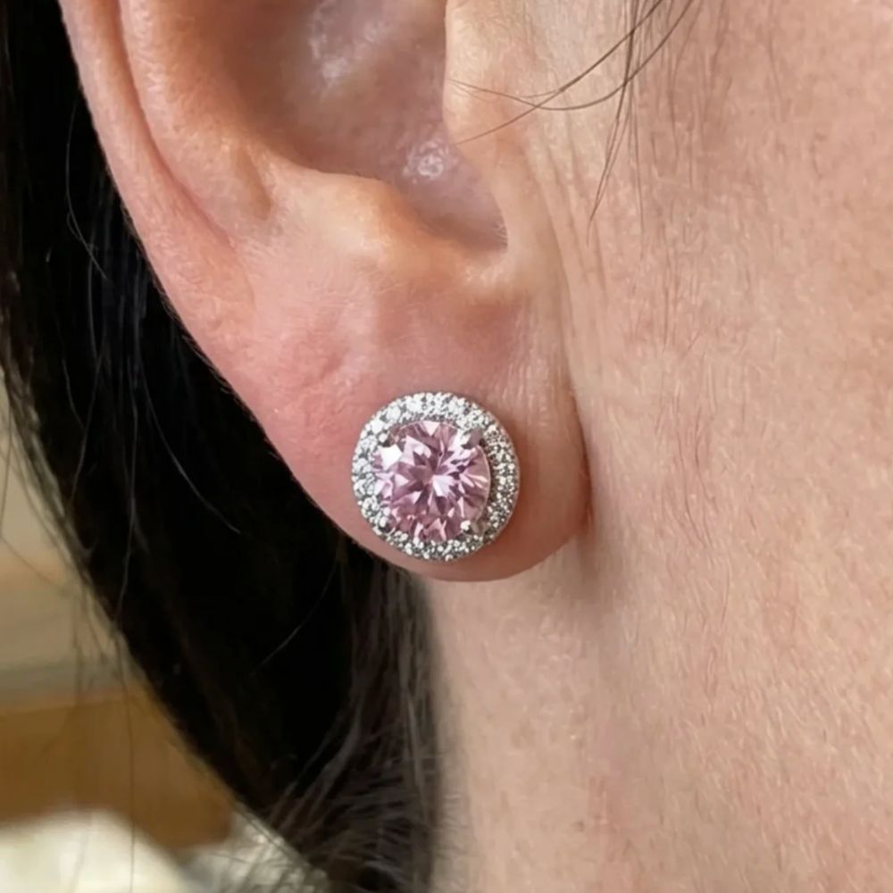 Pink Round Pave Studs
