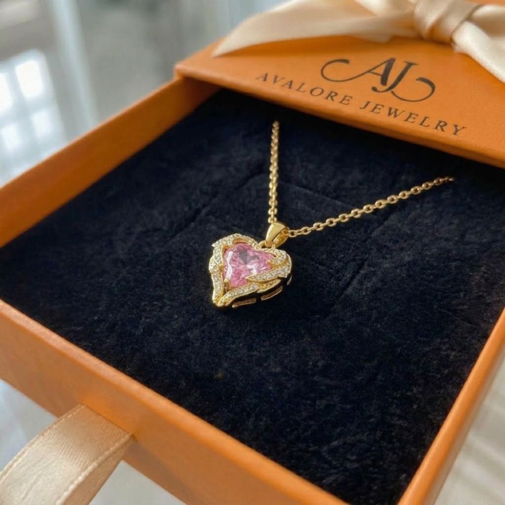 Collier Cœur Rose Angel Embrace
