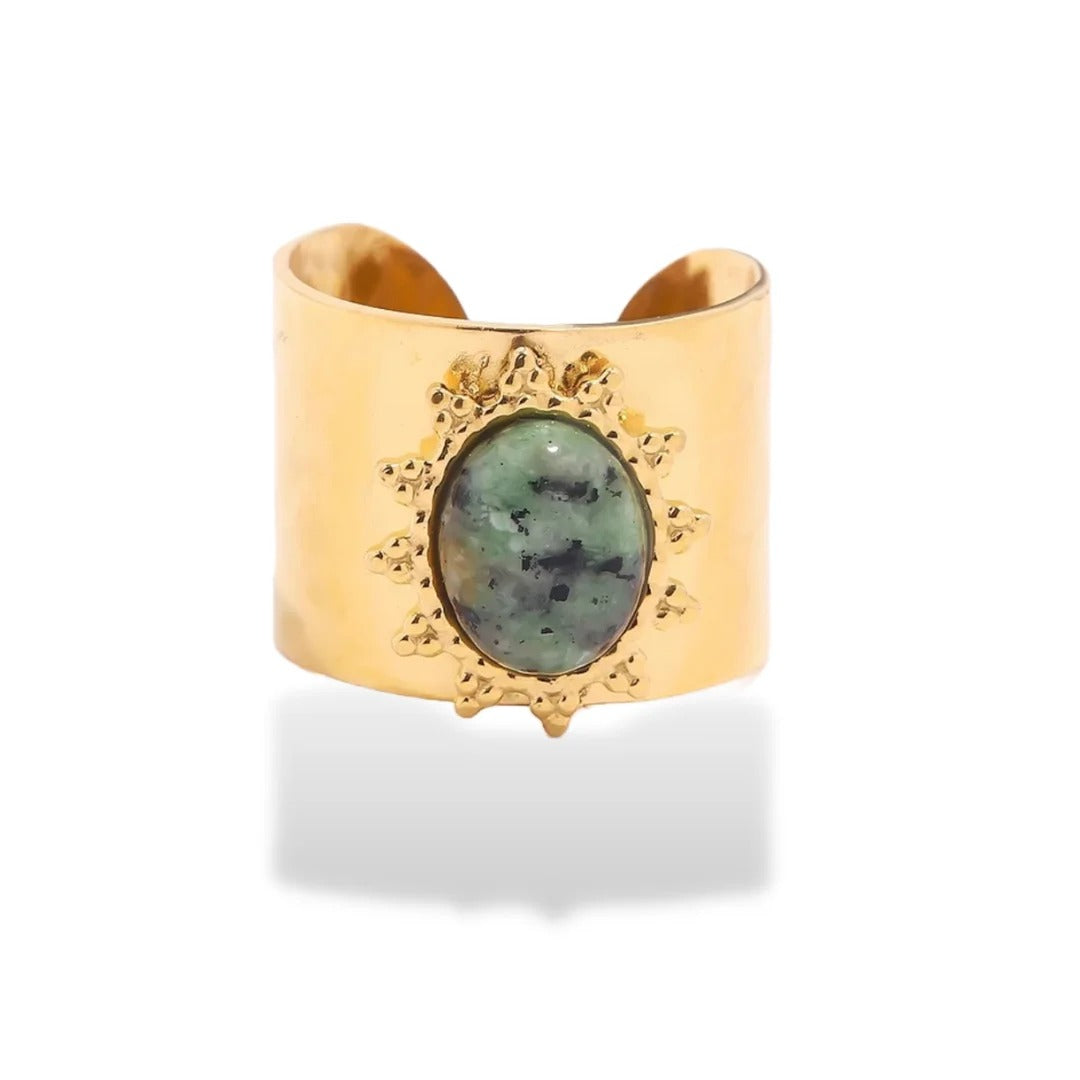 Bague Vintage en Pierre Incrustée Dorée