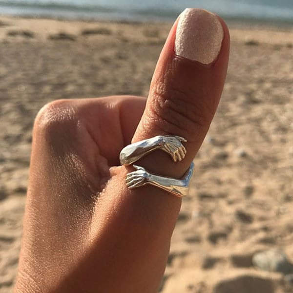 Bague Hug en argent sterling 925, taille ajustable