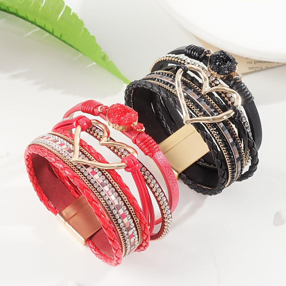 Bracelet en cuir multicouche bohème