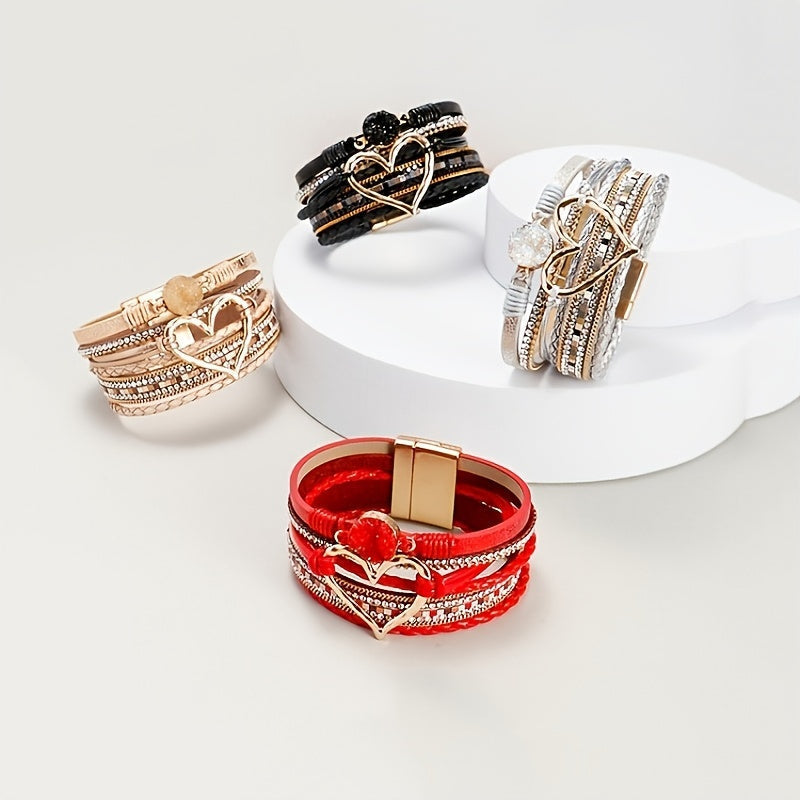 Bracelet en cuir multicouche bohème