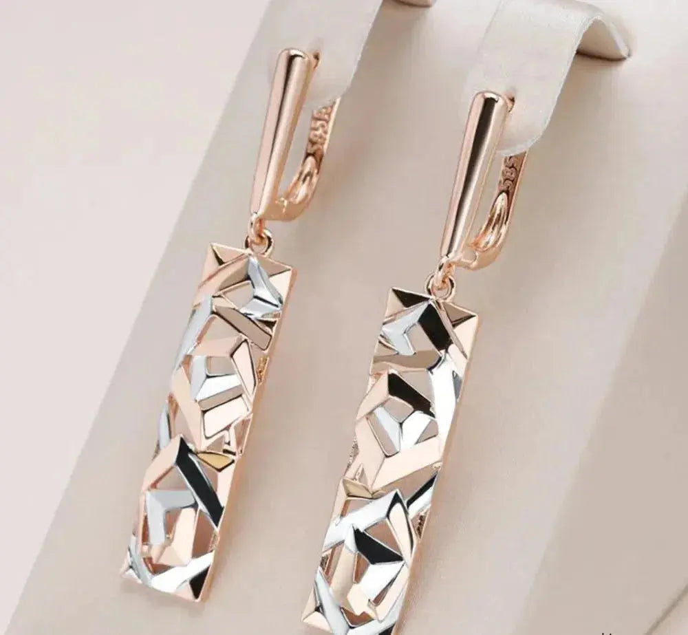 Boucles d'oreilles élégantes rectangulaires or et argent