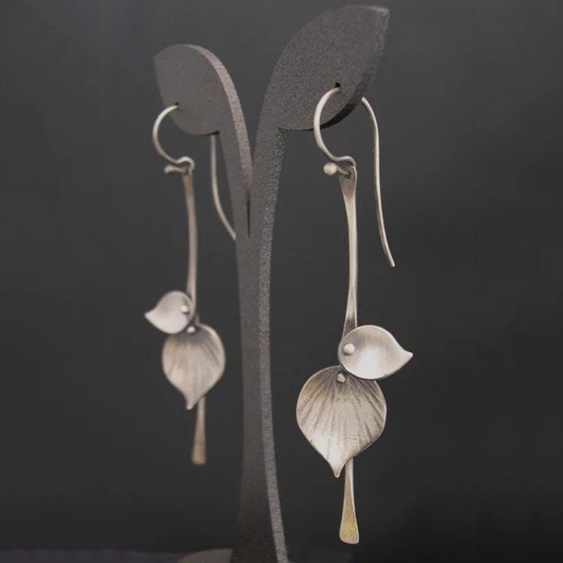 Boucles d'oreilles feuille d'argent vintage