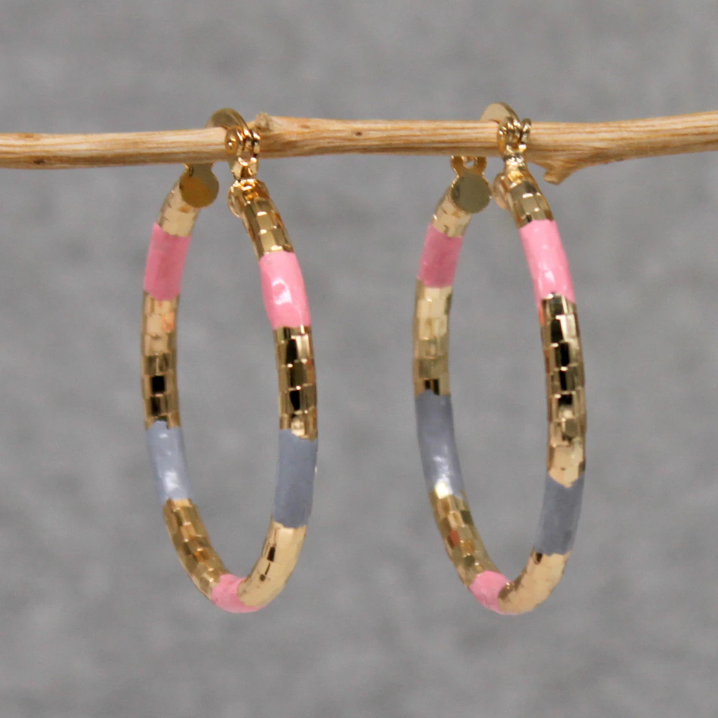 Boucles d'oreilles vintage colorées et dorées