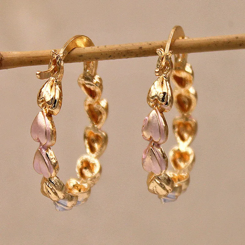 Boucles d'oreilles cœurs dorés vintage