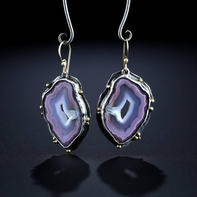 Boucles d'oreilles vintage en pierre exotique