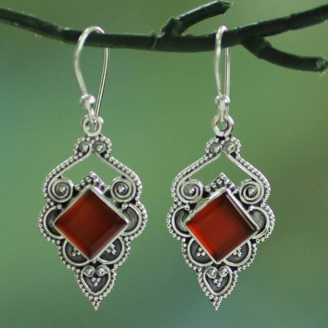 Boucles d'oreilles carrées en cristal vintage