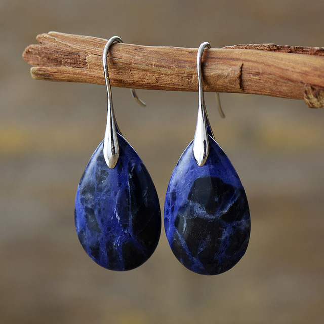 Boucles d'oreilles vintage en pierre bleue