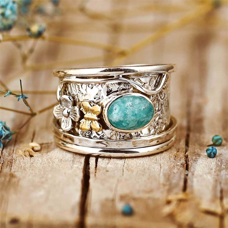Bague vintage en opale bleue