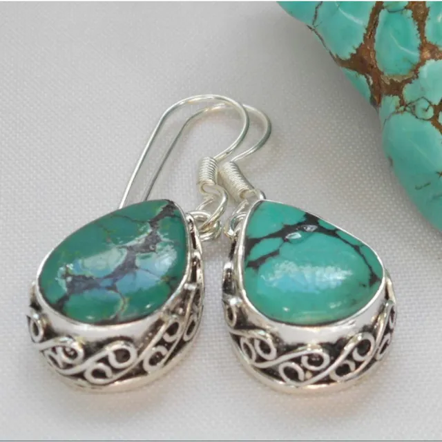 Boucles d'oreilles vintage en turquoise naturelle