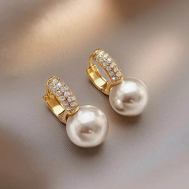 Boucles d'oreilles pendantes Perles et Strass