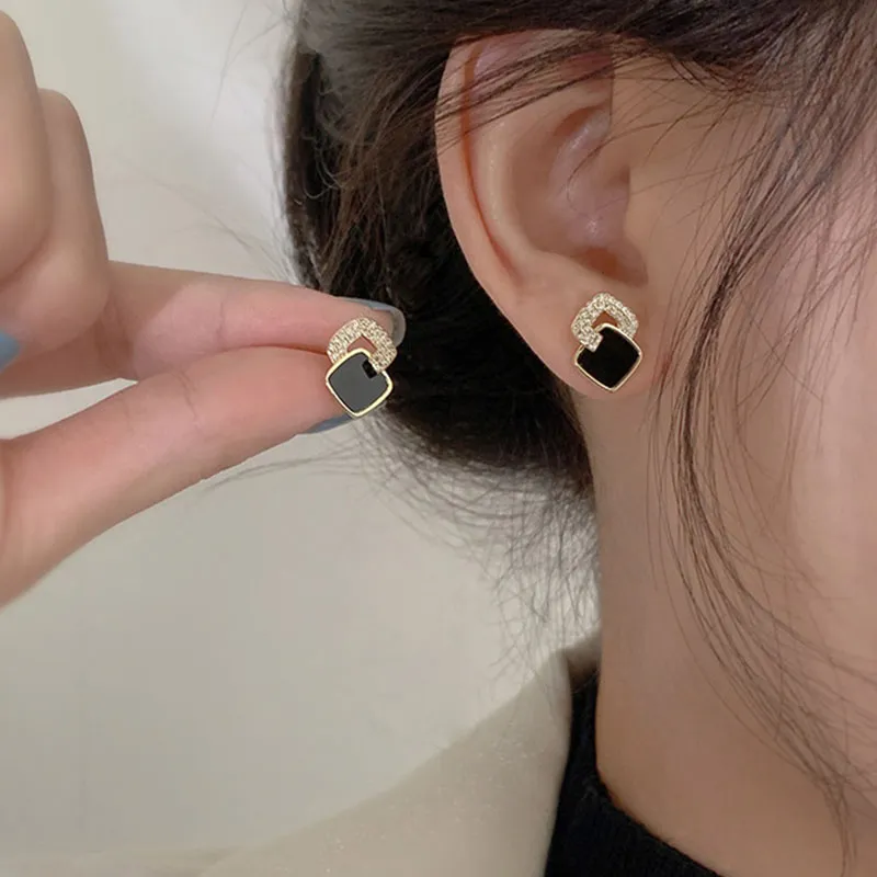 Boucles d'oreilles vintage en onyx doré