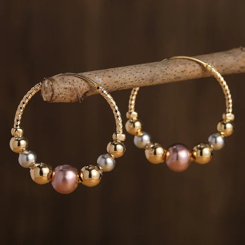 Boucles d'oreilles vintage en perles colorées