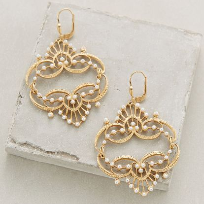 Boucles d'oreilles vintage dorées à la perle mandala