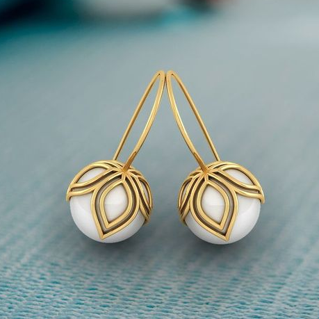 Boucles d'oreilles dorées élégantes avec perles et fleurs