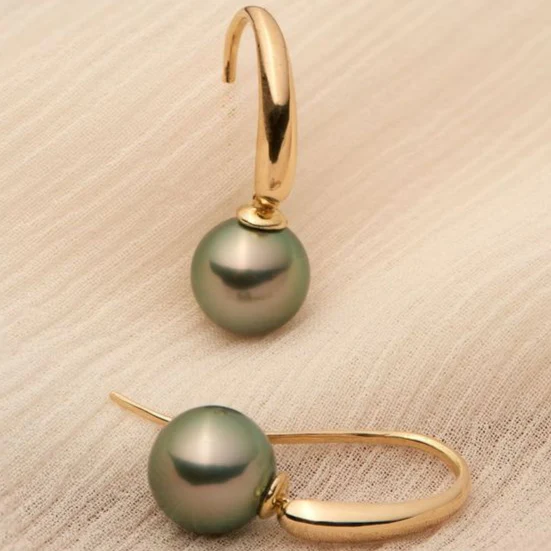 Boucles d'oreilles élégantes Perle Olive