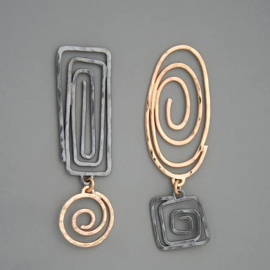 Boucles d'oreilles spirale vintage or et argent