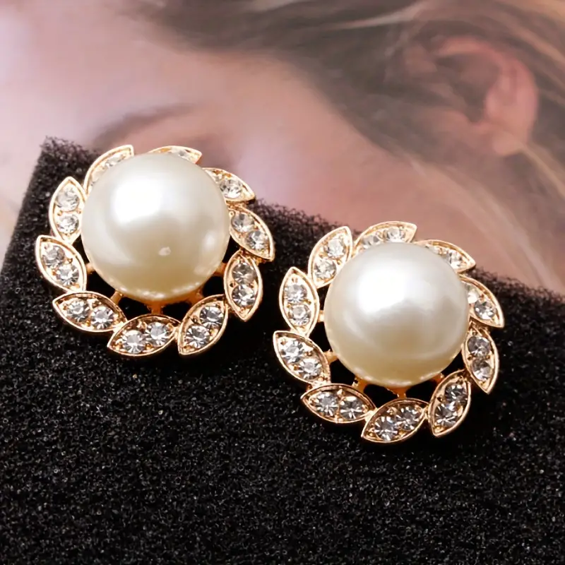 Boucles d'oreilles élégantes Perle et Feuilles Scintillantes