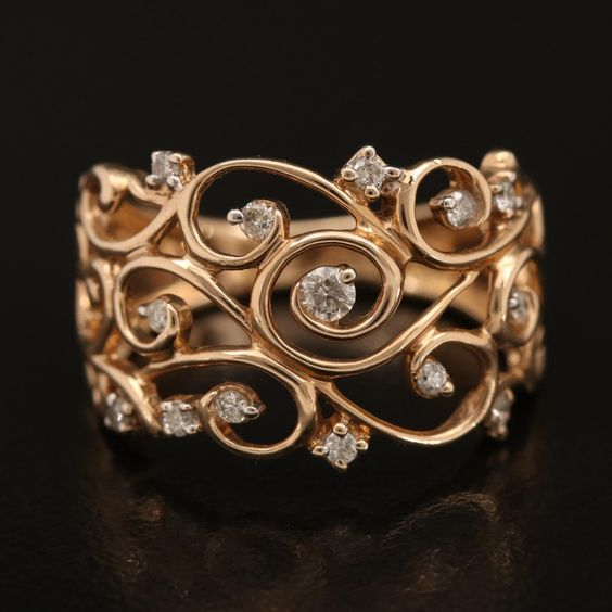 Bague Zirconium Vintage Rose Lierre