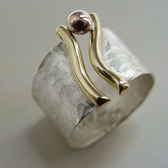 Bague vintage en or et argent
