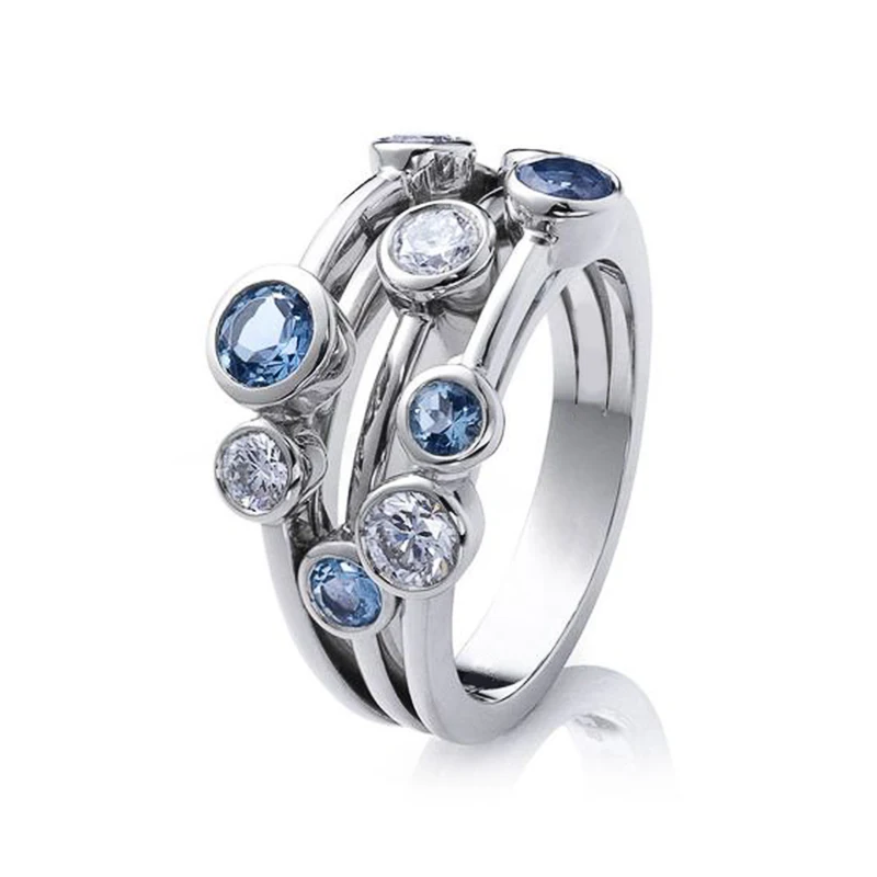 Bague vintage en argent et zircon bleu