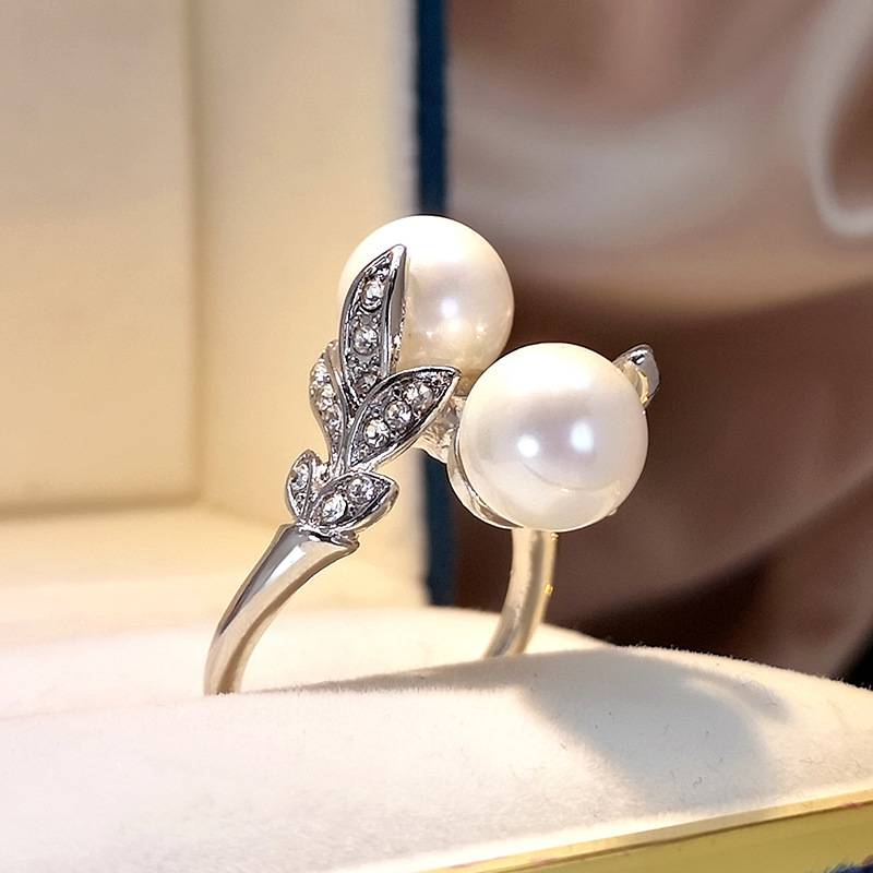 Bague vintage à double perle