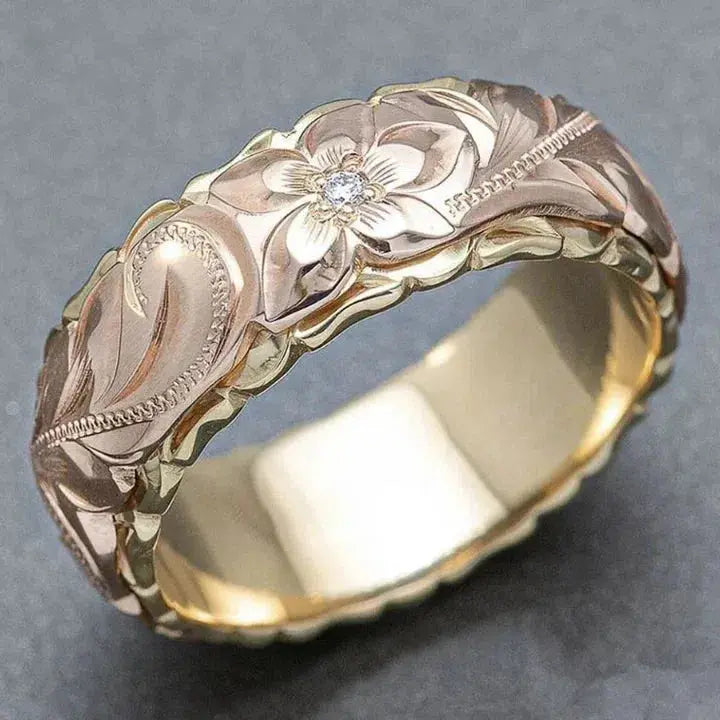 Bague Fleur Rose Dorée d'Inspiration Antique
