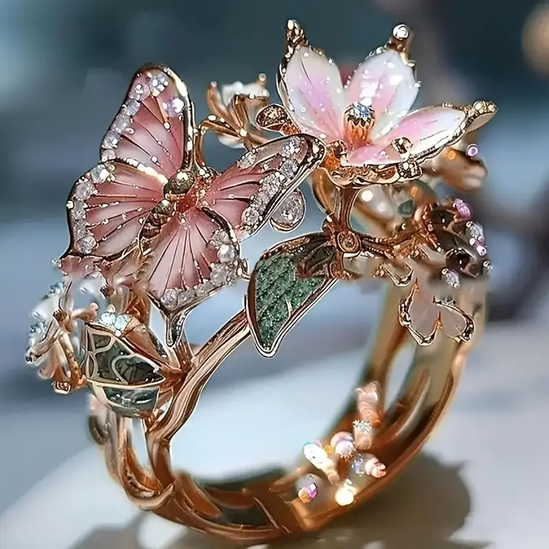 Bague Papillon Lumineux Zirconium Inspiration Nature