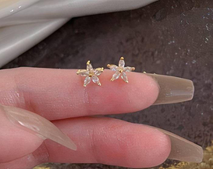 Boucles d'oreilles fleur cristal et perle