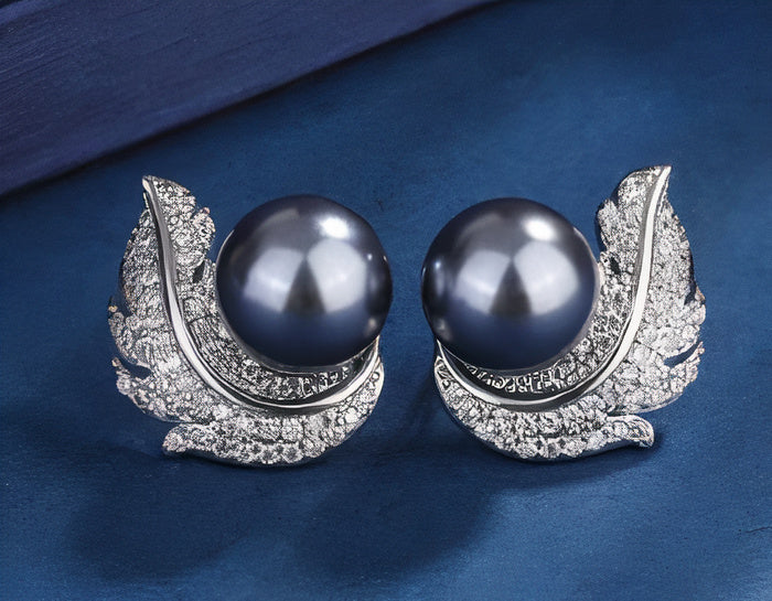 Boucles d'oreilles en argent perle brillante