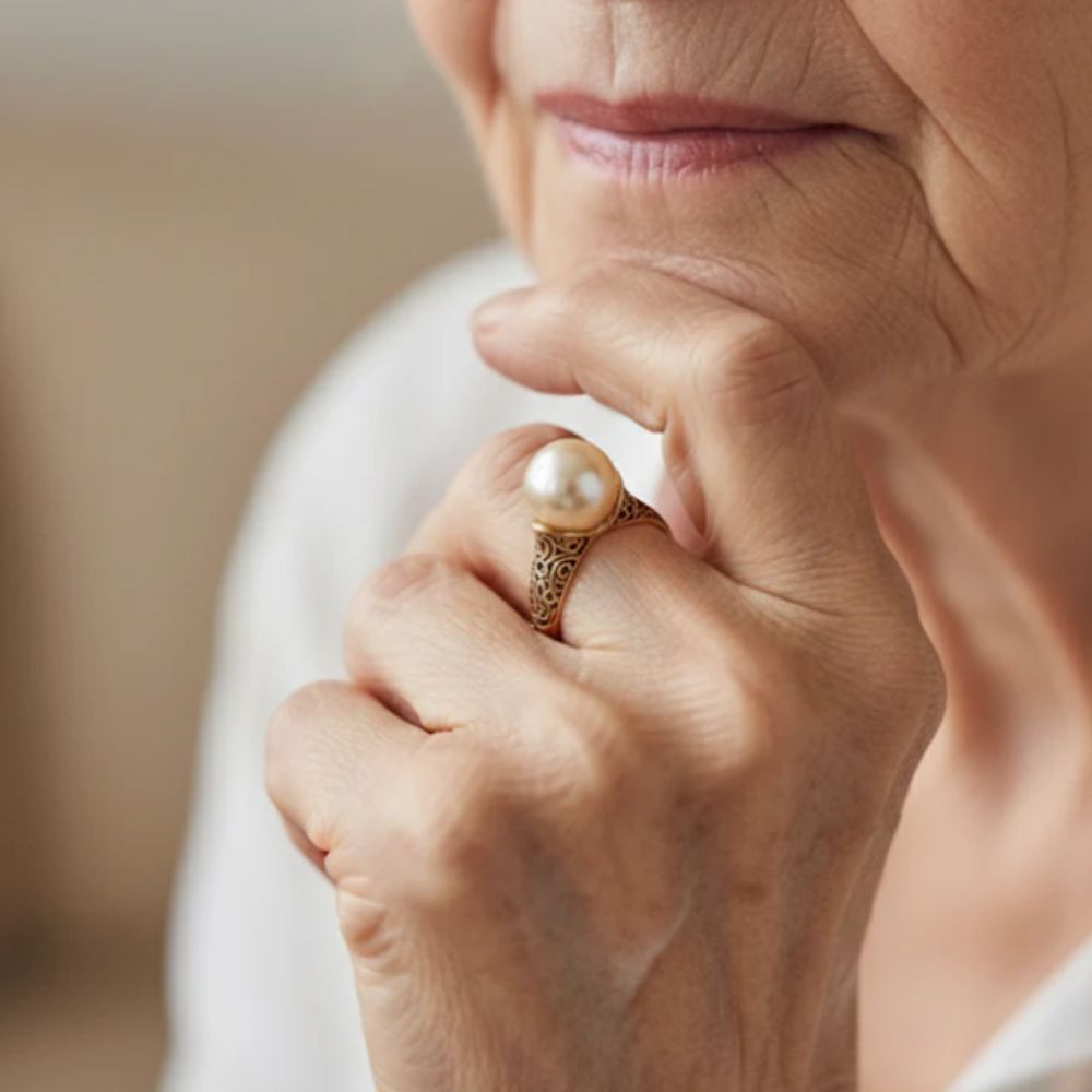 Bague Vintage Dorée avec Perle