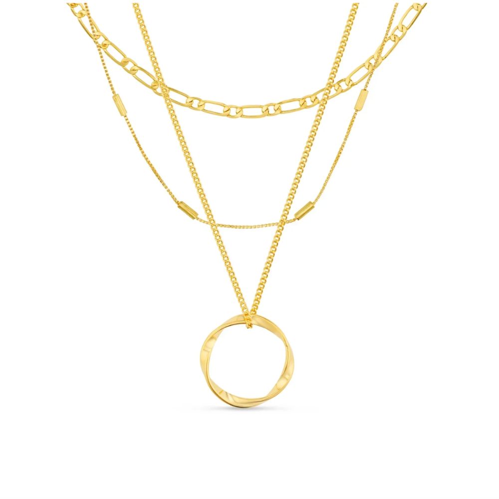 Collier trois rangs avec cercle ajouré