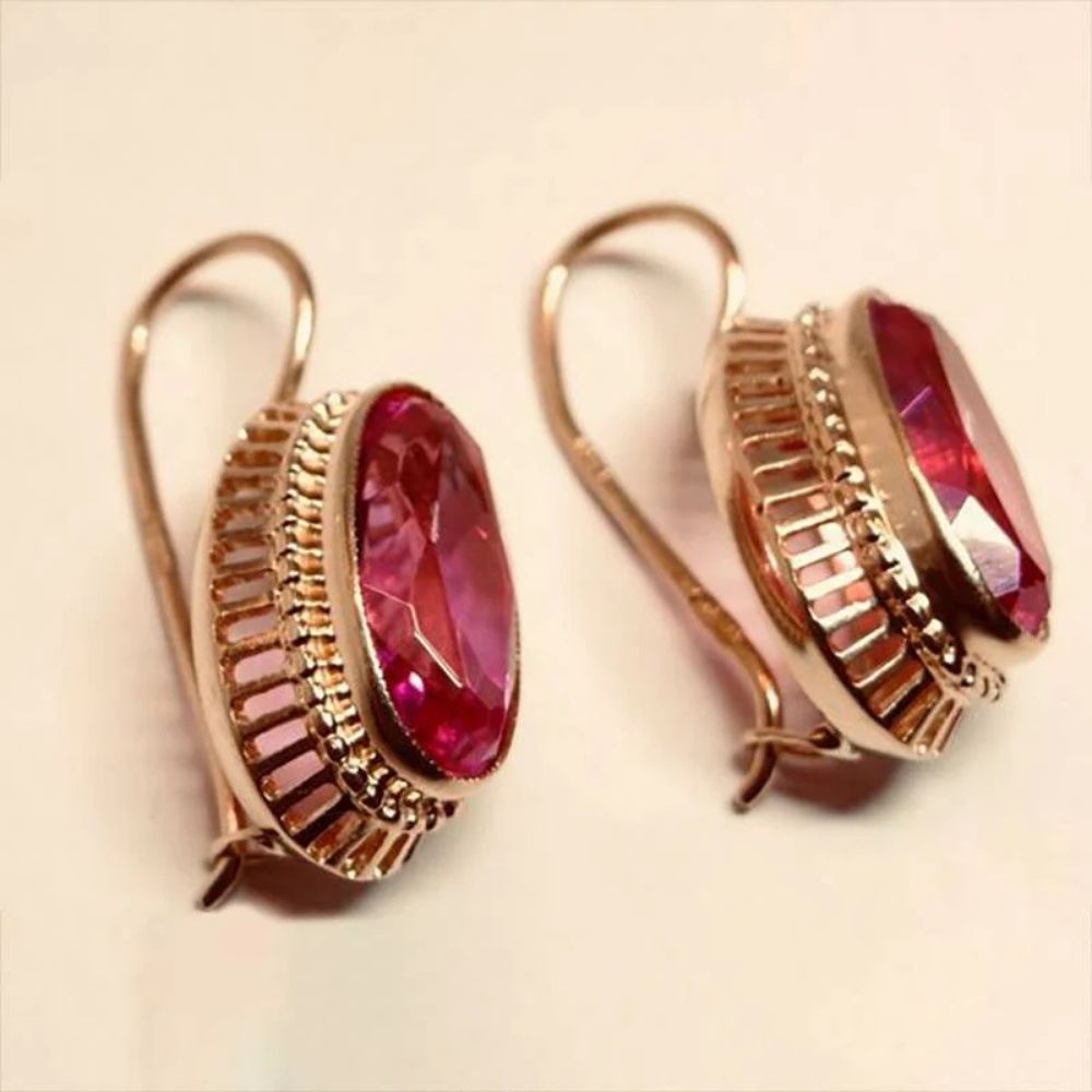Boucles d'oreilles rose en cristal vintage