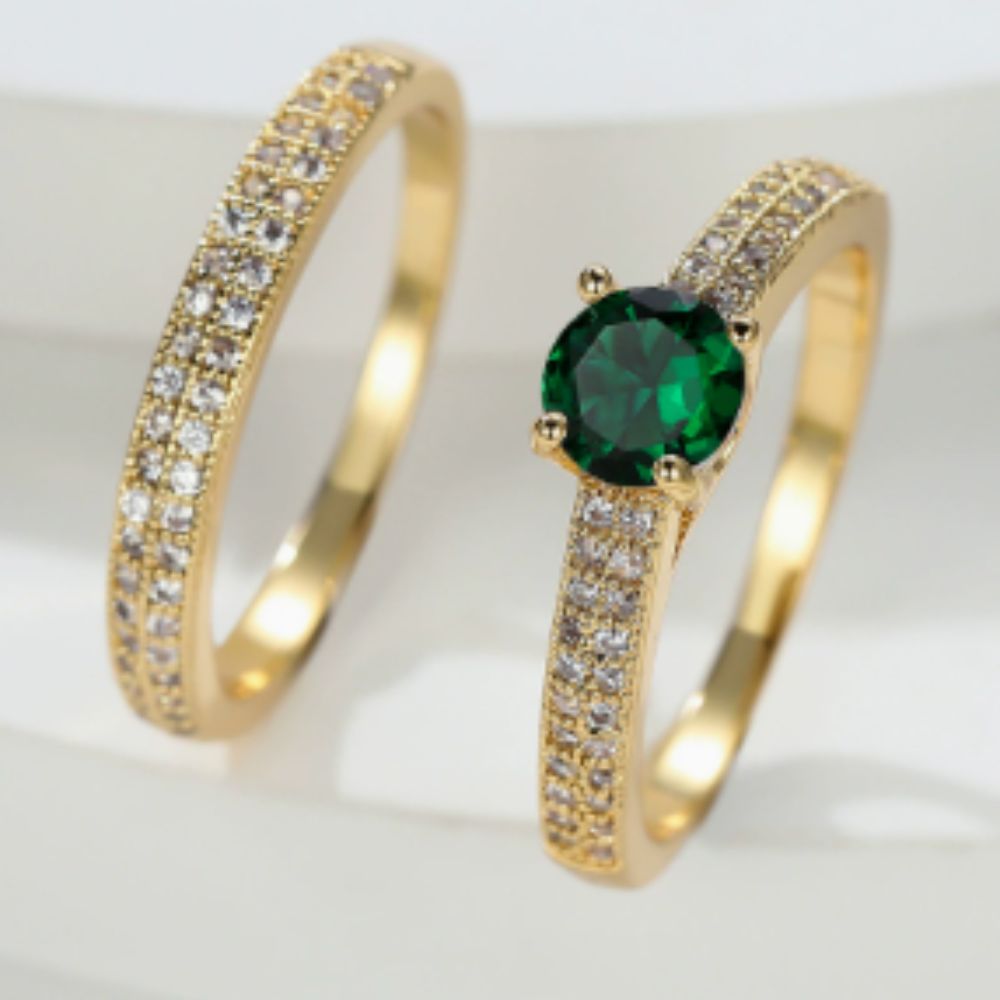 Ensemble de bagues Serena Emerald Duo