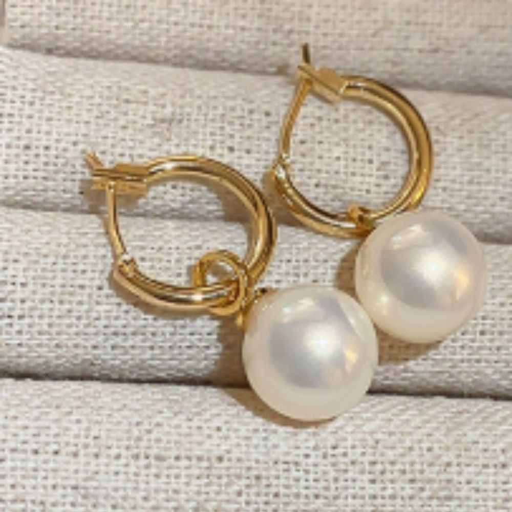 Elegant Gold Pearl Hook Earrings